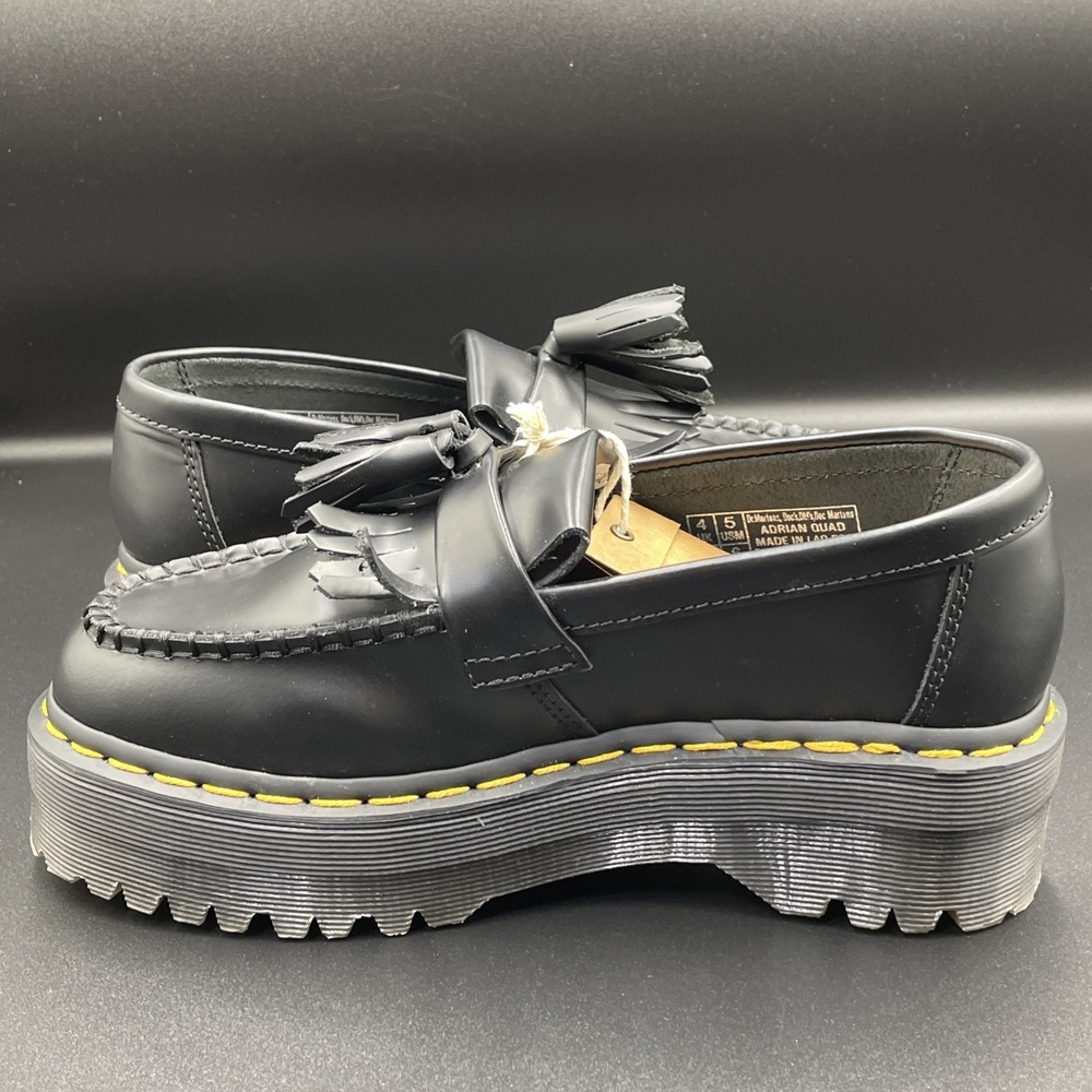 Doc Martens Adrian Quad Women's 6 Black Leather Slip On Platform Tassel Loafers - Picture 7 of 7